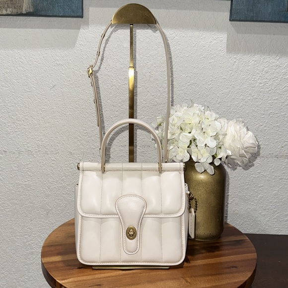 Coach Nappa Leather Willis Top Handle 18 With Quilting - Picture 3 of 16